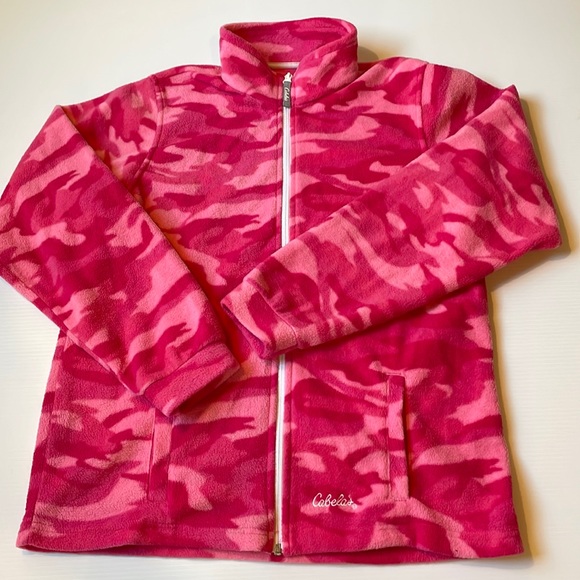 Cabela’s pink, camouflage, mock neck, fleece zip up jacket women’s size XL - Picture 1 of 11